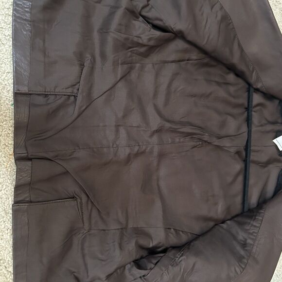 Philippe Adec Womens Button Notched Lapel Leather Jacket Brown Vintage Size 4 - Picture 7 of 7